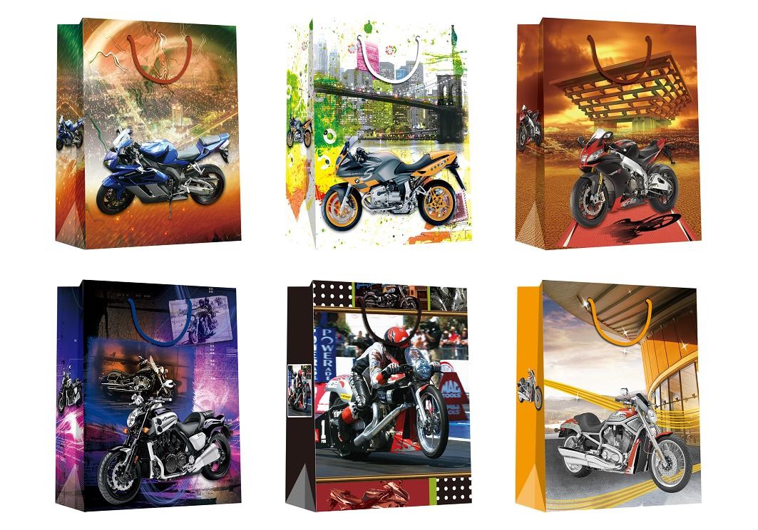 Fasion modern motorcycle design everyday Paper Bags for daily gift packaging