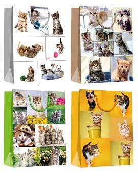 Popular Gift Packaging Paper Bags with cat patterns everyday shopping