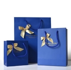 Custom Luxury Black C1S Art Paper Matt Laminated Shopping Bag With Ribbon Bow