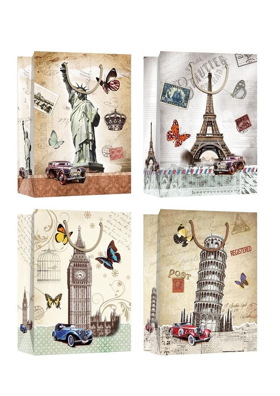 Country Symbols Patter Design gift paper bags for tourist gift shops