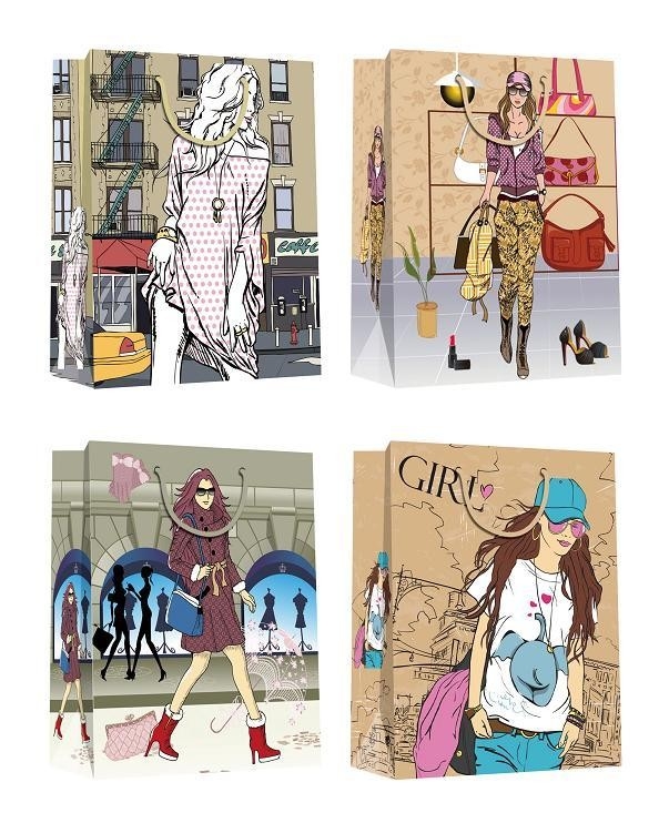 Modern women design hot stamping eco-friendly high quality material Paper Bags for Valentine Day