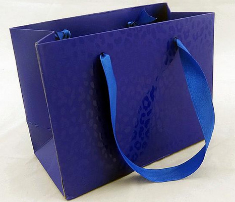 Glossy Lamination Ribbion Handle Luxury Paper Shopping Bags for Clothing Boutiques
