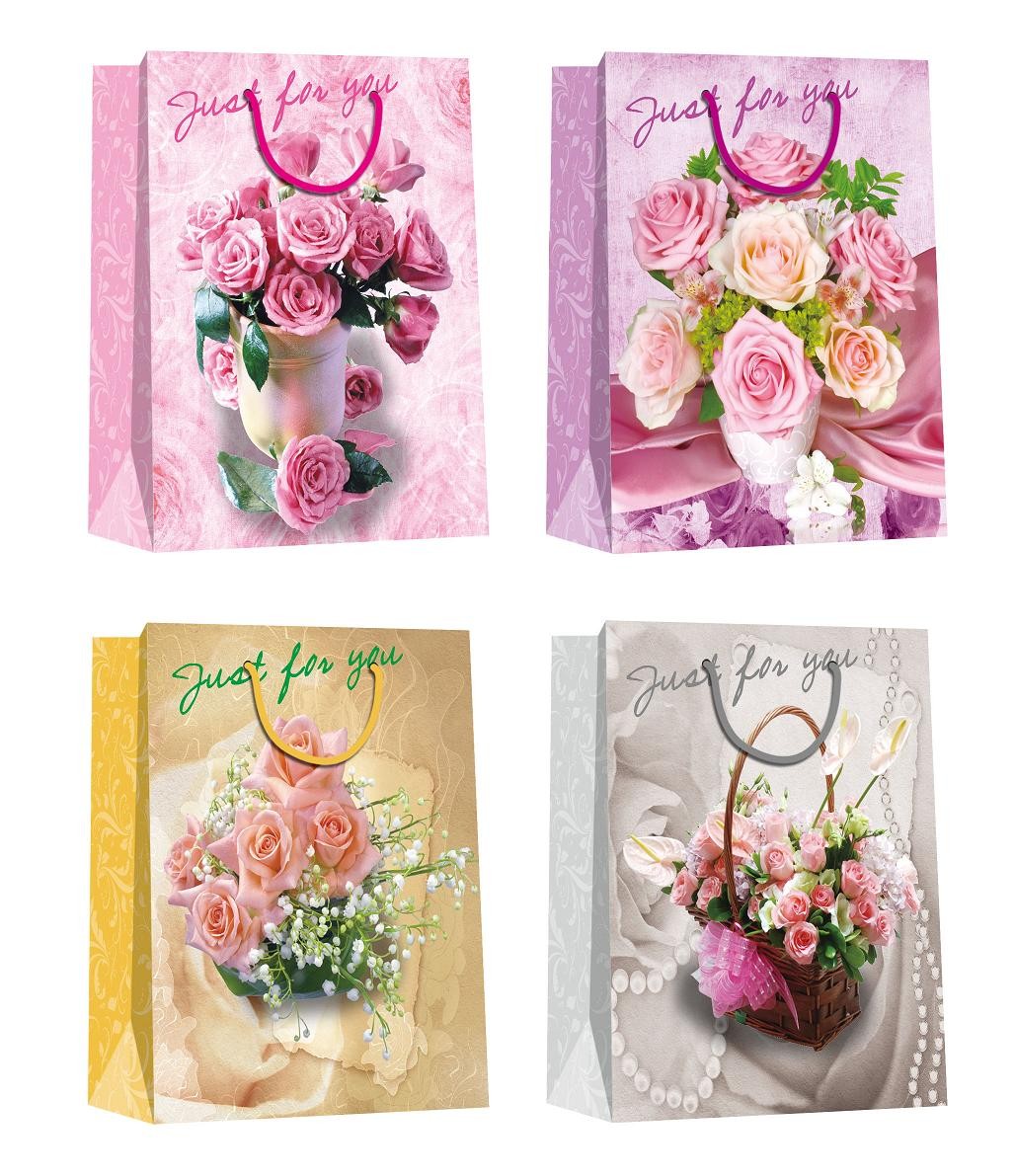 Valentine day flower pattern designs Paper Shopping Bags