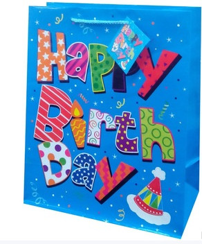 Fancy birthday paper material packaging bags gift bags